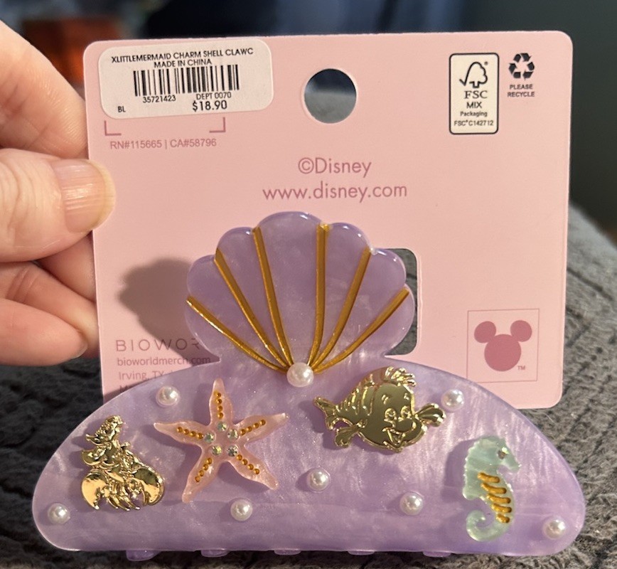 Disney Little Mermaid Charm Shell Hair Claw Clip