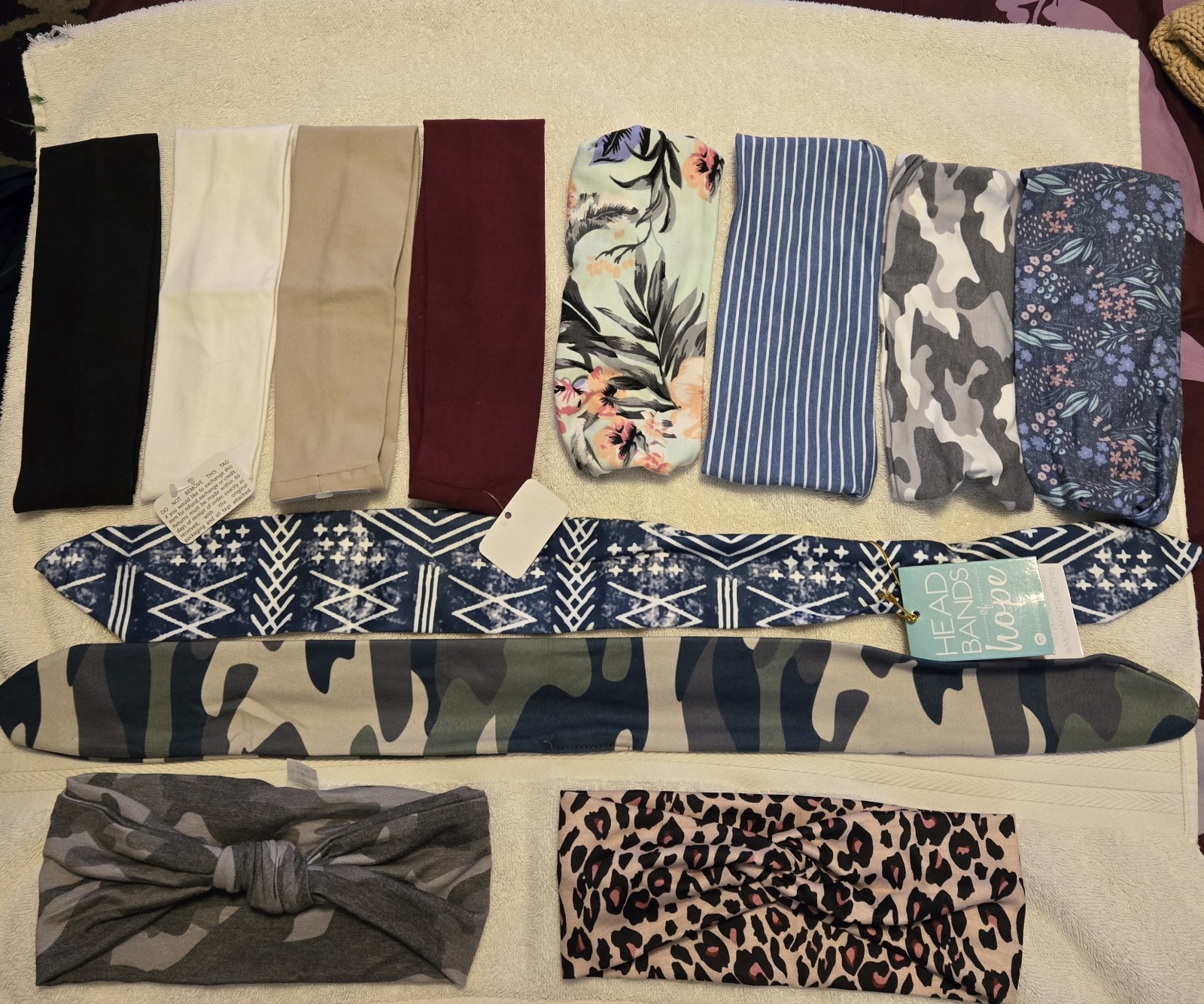 10 Headbands 2 Head wraps 12 total Stretchy Soft Headbands