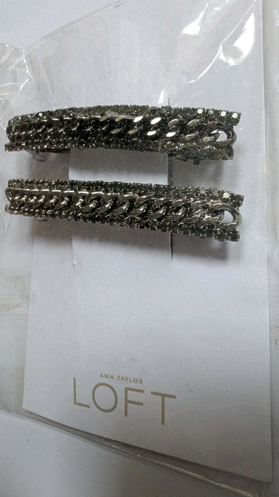 Ann Taylor Loft Barrette New NWT Silvertone Hair Clip Accessory Chain Link