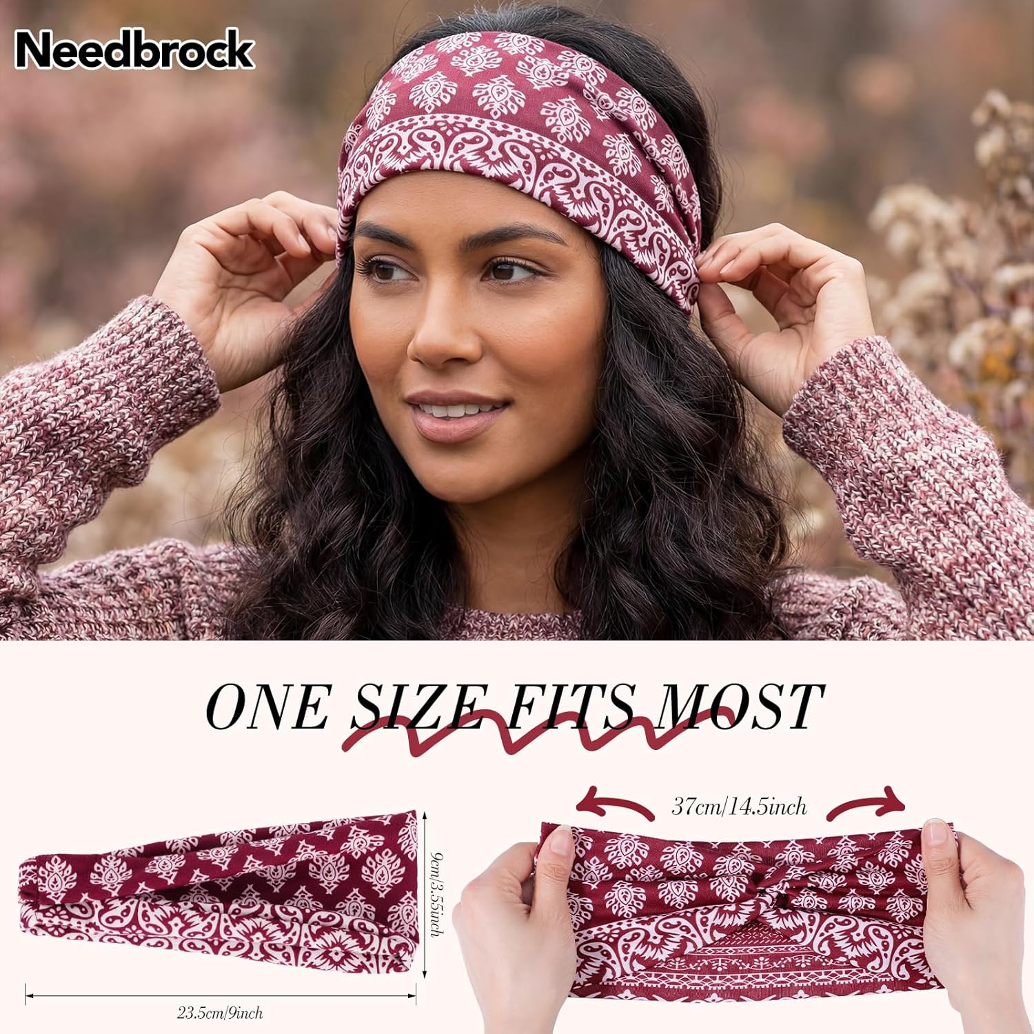 8 Pcs Boho Headbands for Women Wide Cloth Knotted Hair Bands | Elastic Fashion H