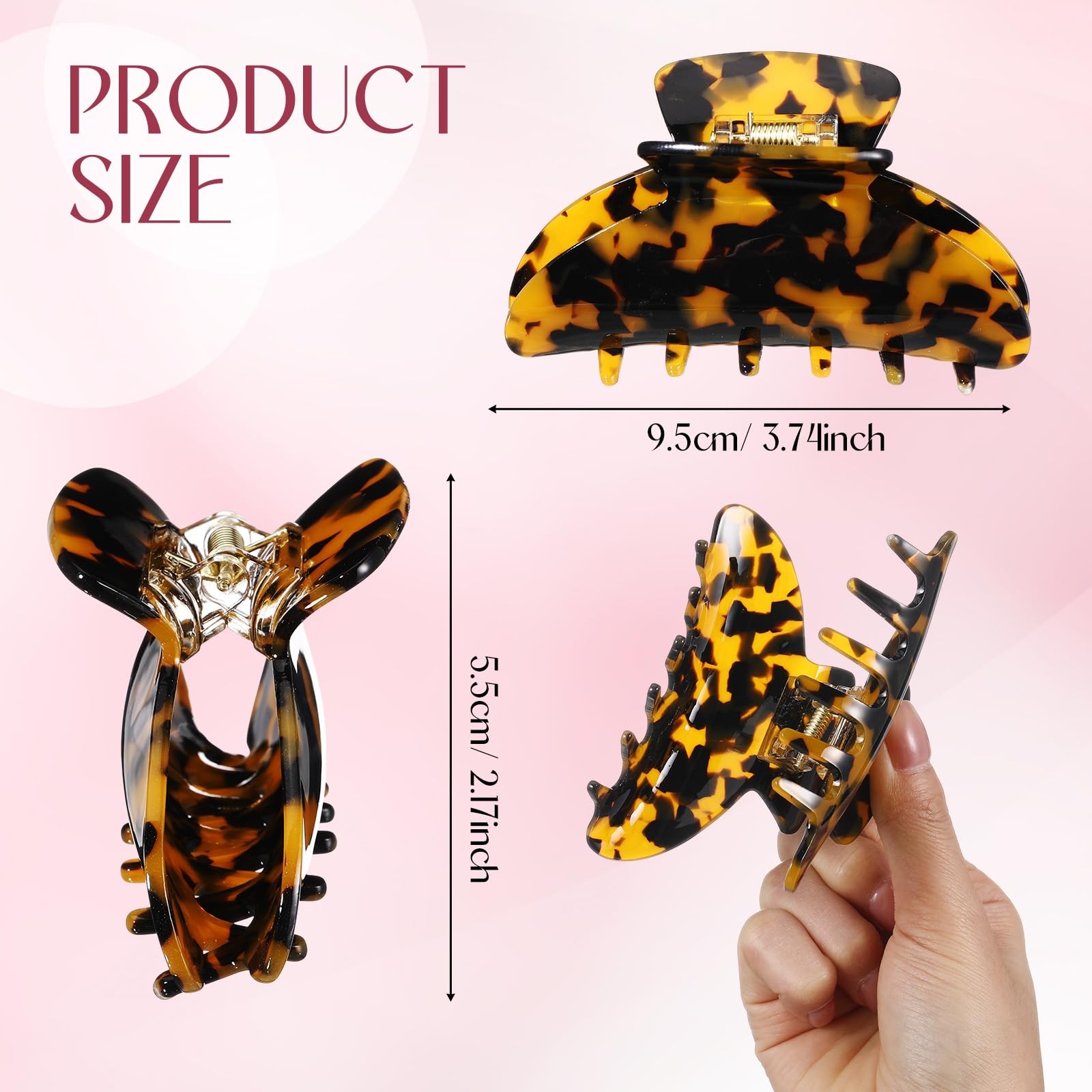24 Pcs Large Acrylic Hair Claw Clips Bulk for Women Cute Non-slip Strong Hold…