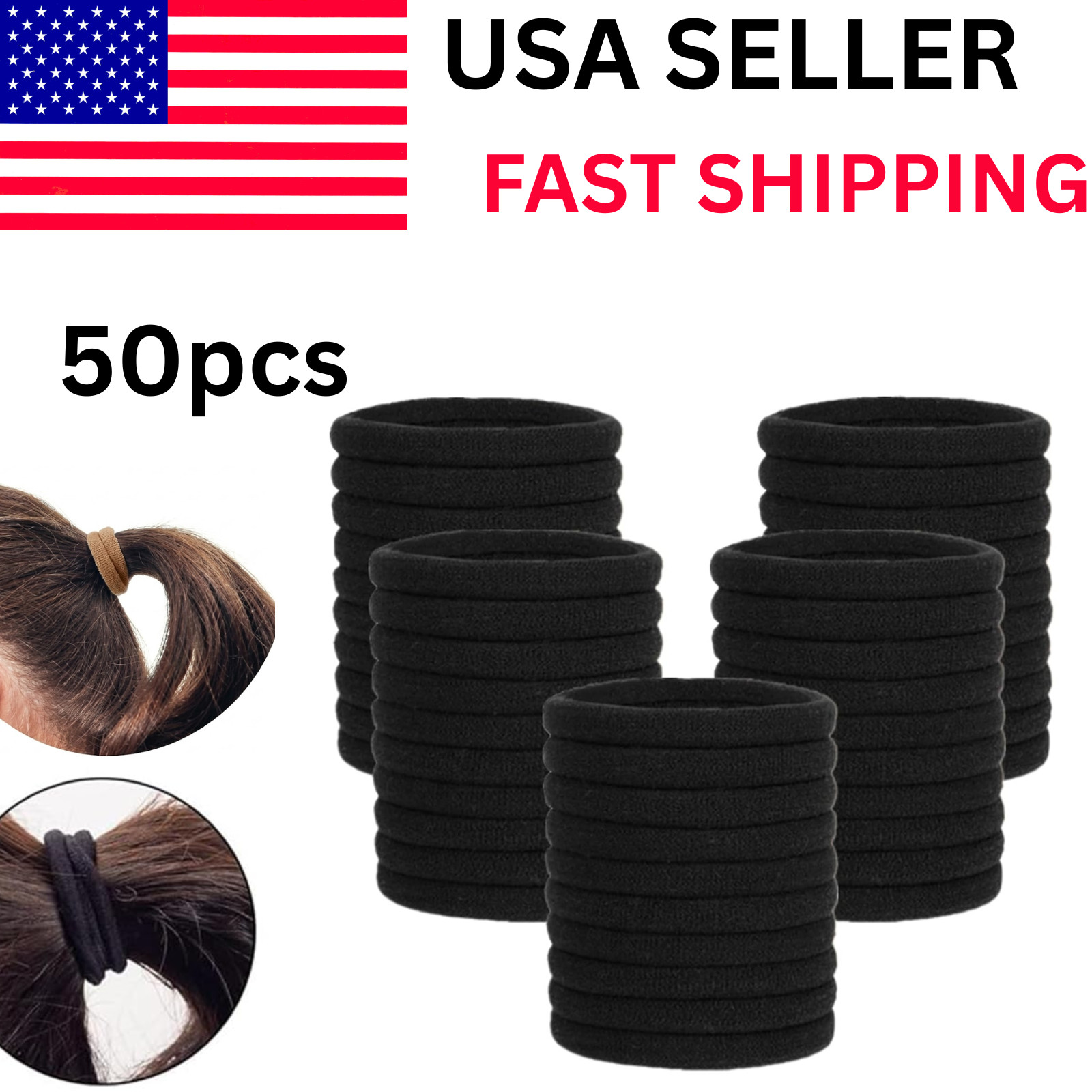 Women Elastic Hair Ties Seamless Hair Bands Ponytail Holders No Crease Damage US
