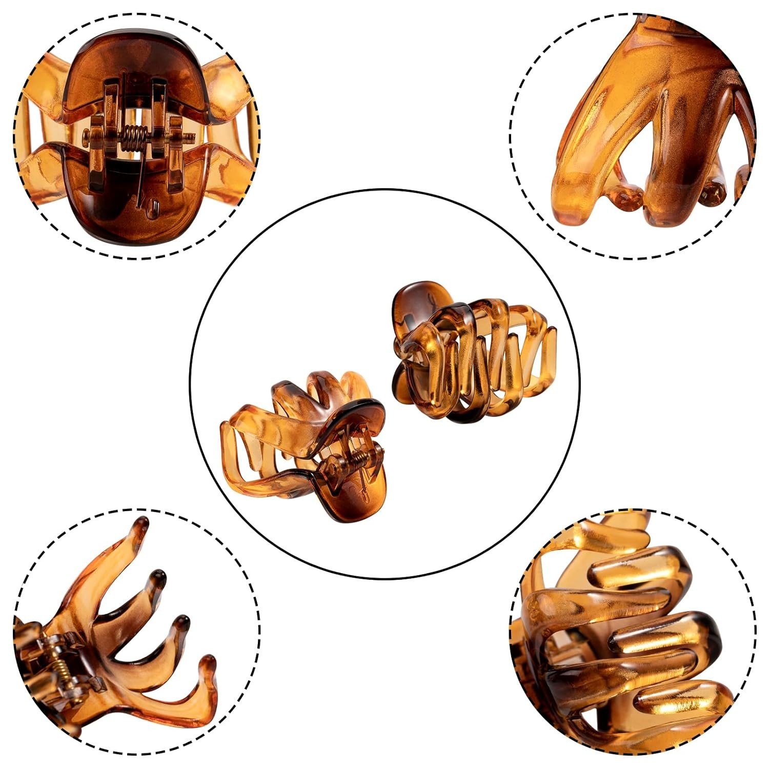 10 pcs Hair Clips Small 1.57 in Octopus Claw Clips Medium Jaw A-Black+Brown