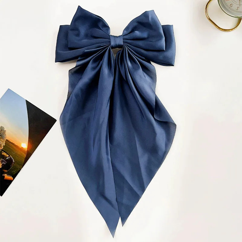 1PC Women Solid Color Hairpins Minimalist Bowknot Retro Hair Clip for Girls Silk