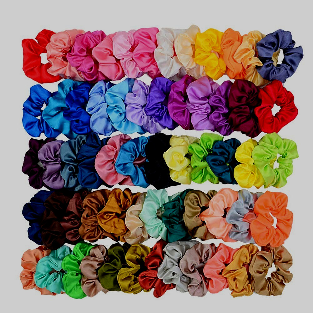 Simnice 60 Colors Silk Large Satin Hair Scrunchies Elastic Hair Bobbles Ponytail