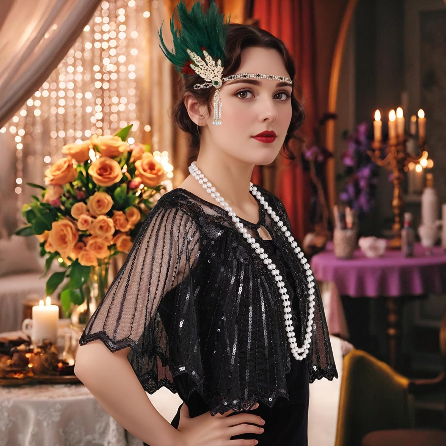 Flapper Headband Roaring 20S Headpiece Great Gatsby Headpiece for Women