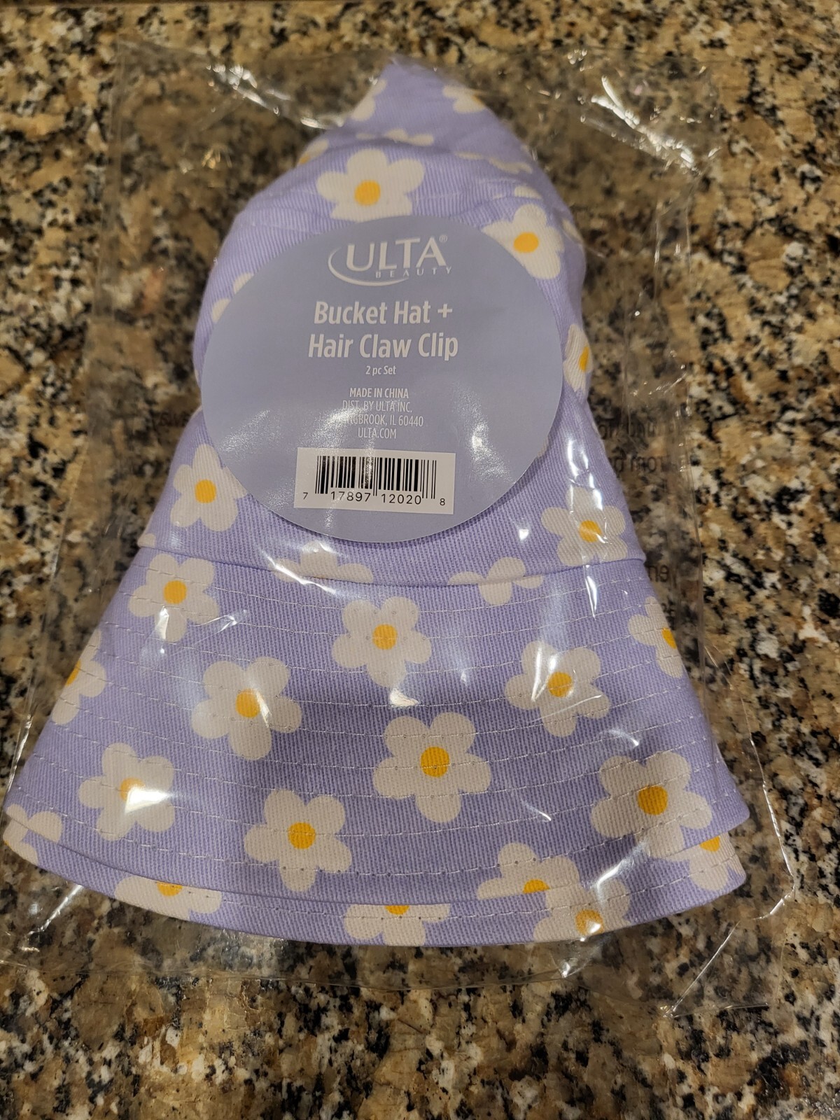 Ulta Beauty Purple Flower Bucket Hat & Clip Hair Accessory NIP Free Shipping