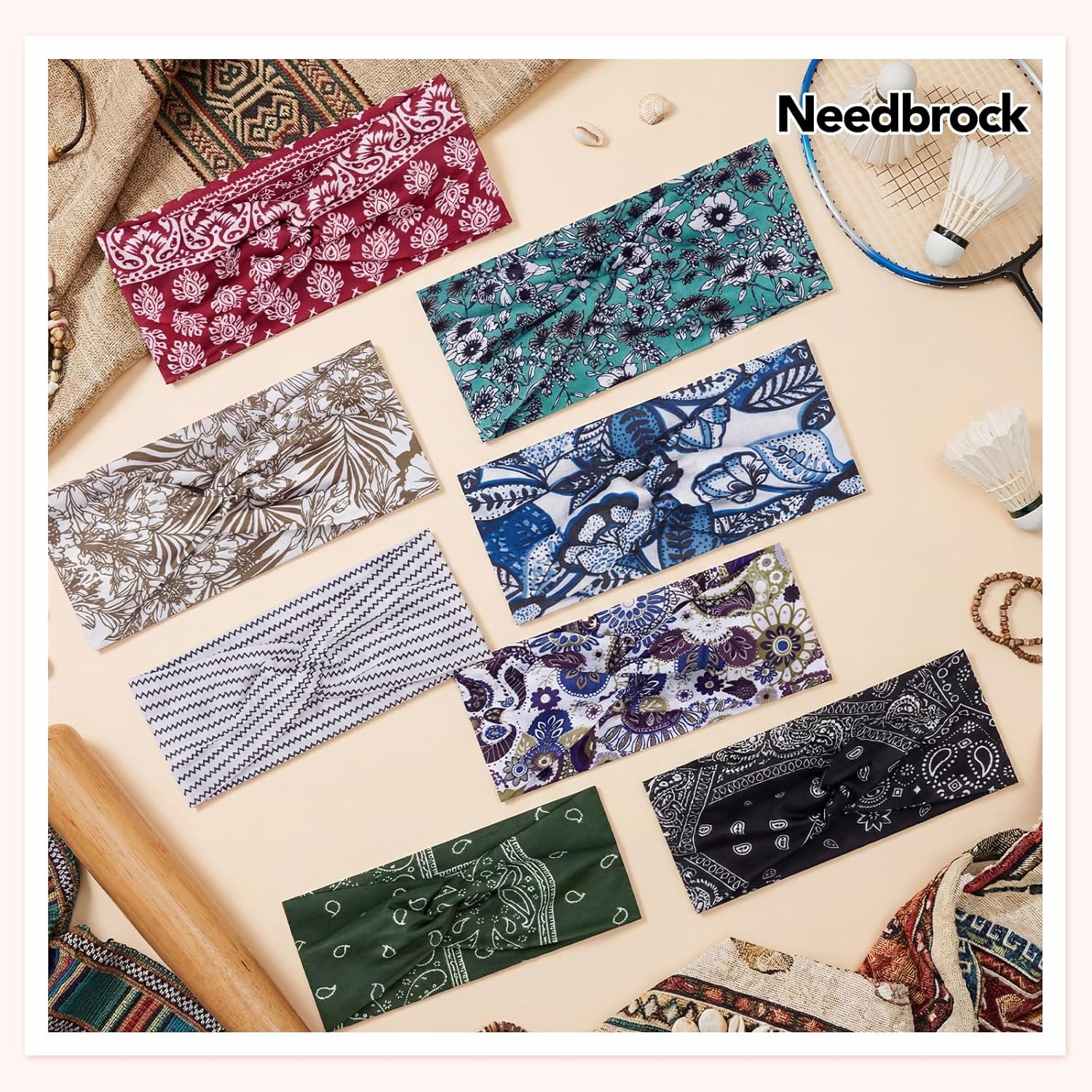 8 Pcs Boho Headbands for Women Wide Cloth Knotted Hair Bands | Elastic Fashion H