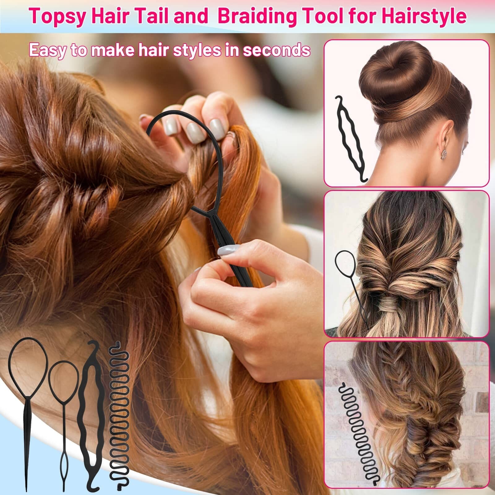 1510Pcs Small Hair Rubber Bands with Hair Loop Styling Tool Colorful Mini Hai…