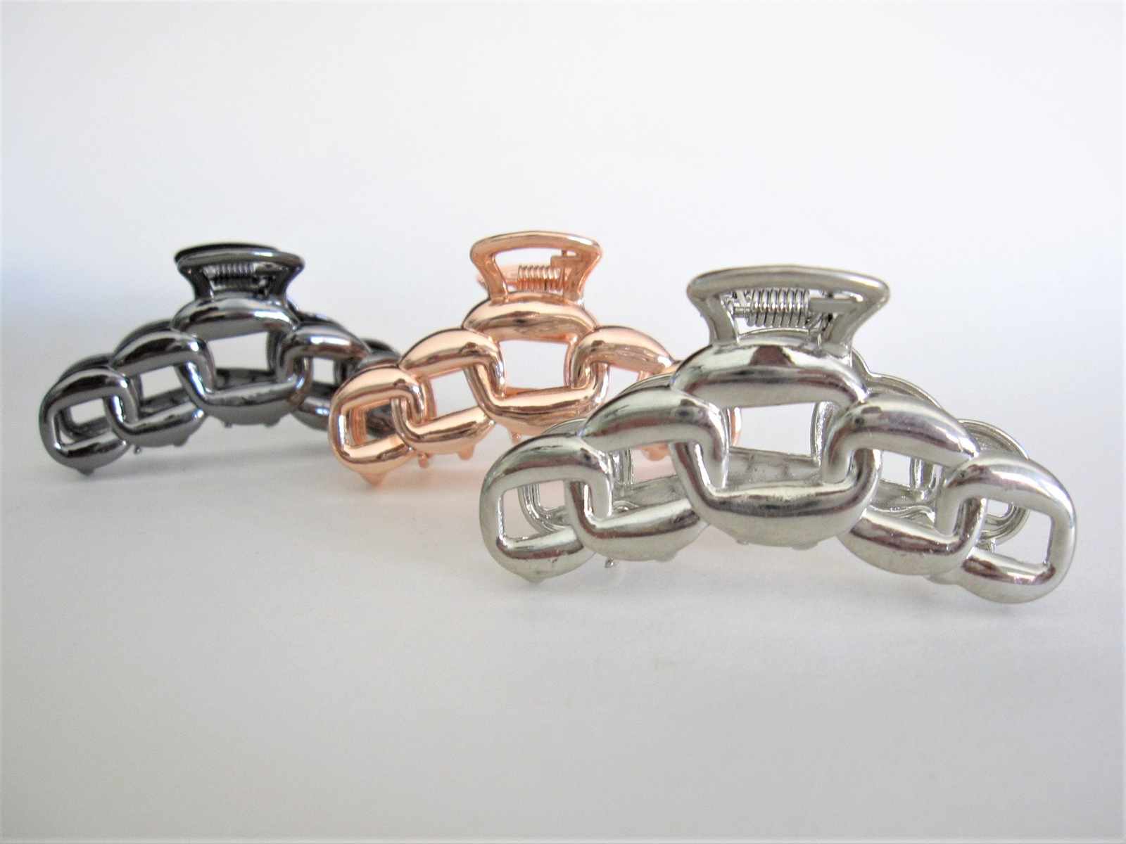 Rose gold or silver metal chain link hair claw clip jaw clip