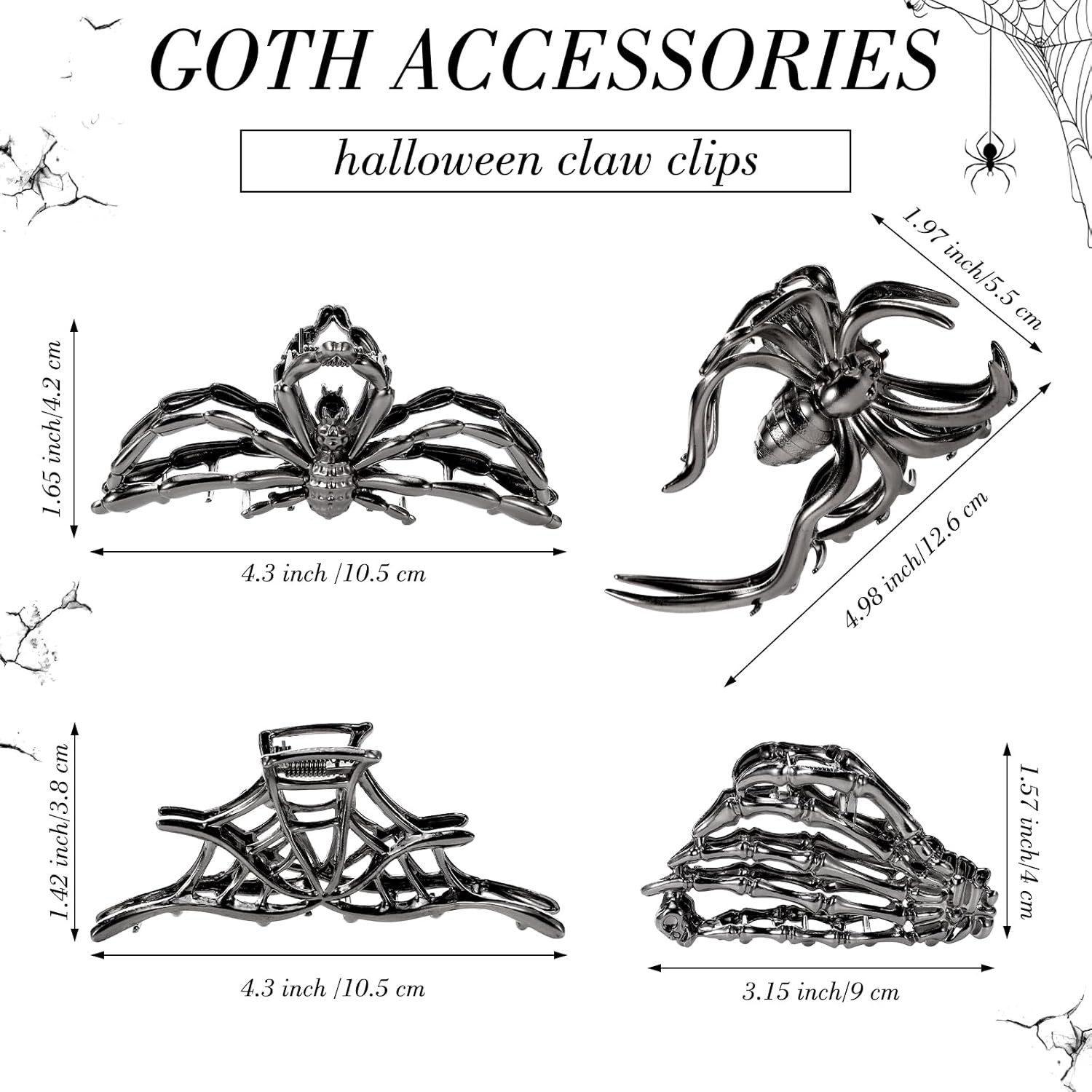 4 Pcs Metal Hair Clips for Women, Large Hair Claw Clips for Thick Long Hair Styl