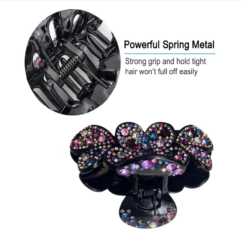 Big Hair Claw Clips With Purple Rhinestone 5 1 Count (Pack of 1), Rainbow