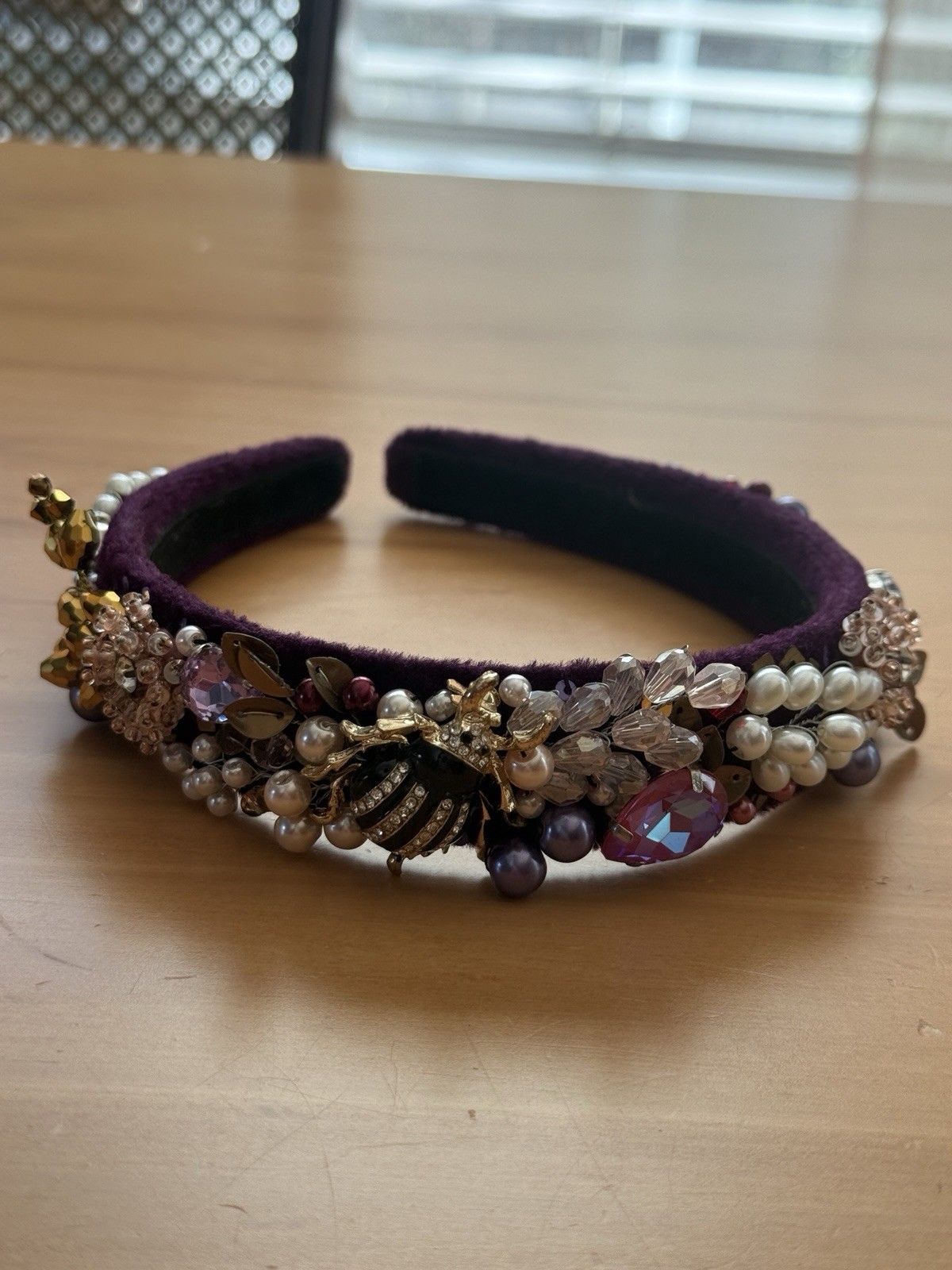 Handmade Beaded Headband Ukraine Crystal Pearl Embellished Floral Hairband New