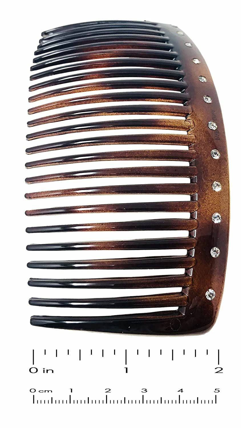 Parcelona French Glossy Crystals Brown Large 4 1/4″ Set of 2 Good Grip 23 Teeth