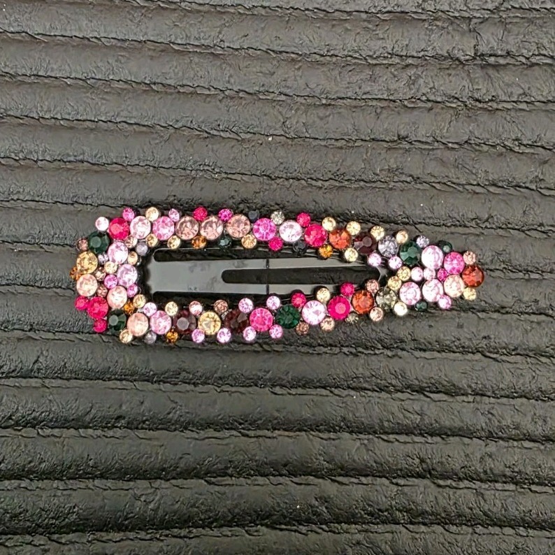 Multicolor Beaded Hair Clip & Comb Set for Women, Metal Plastic, Teardrop
