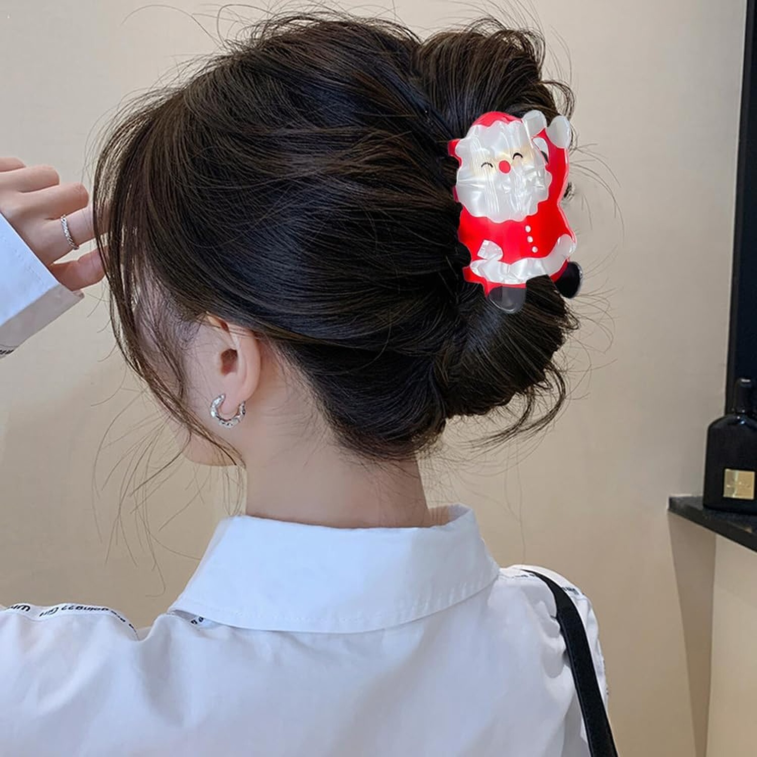 Christmas Hair Claw Clips 1Pcs Large Acrylic Hair Clips Red Santa Claus Shape…