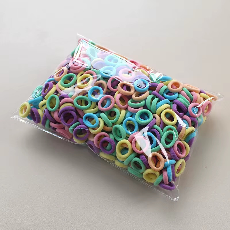 100/300/500Pcs Hair Bands for Children Colorful Nylon Scrunchie Hair Ties Rubber