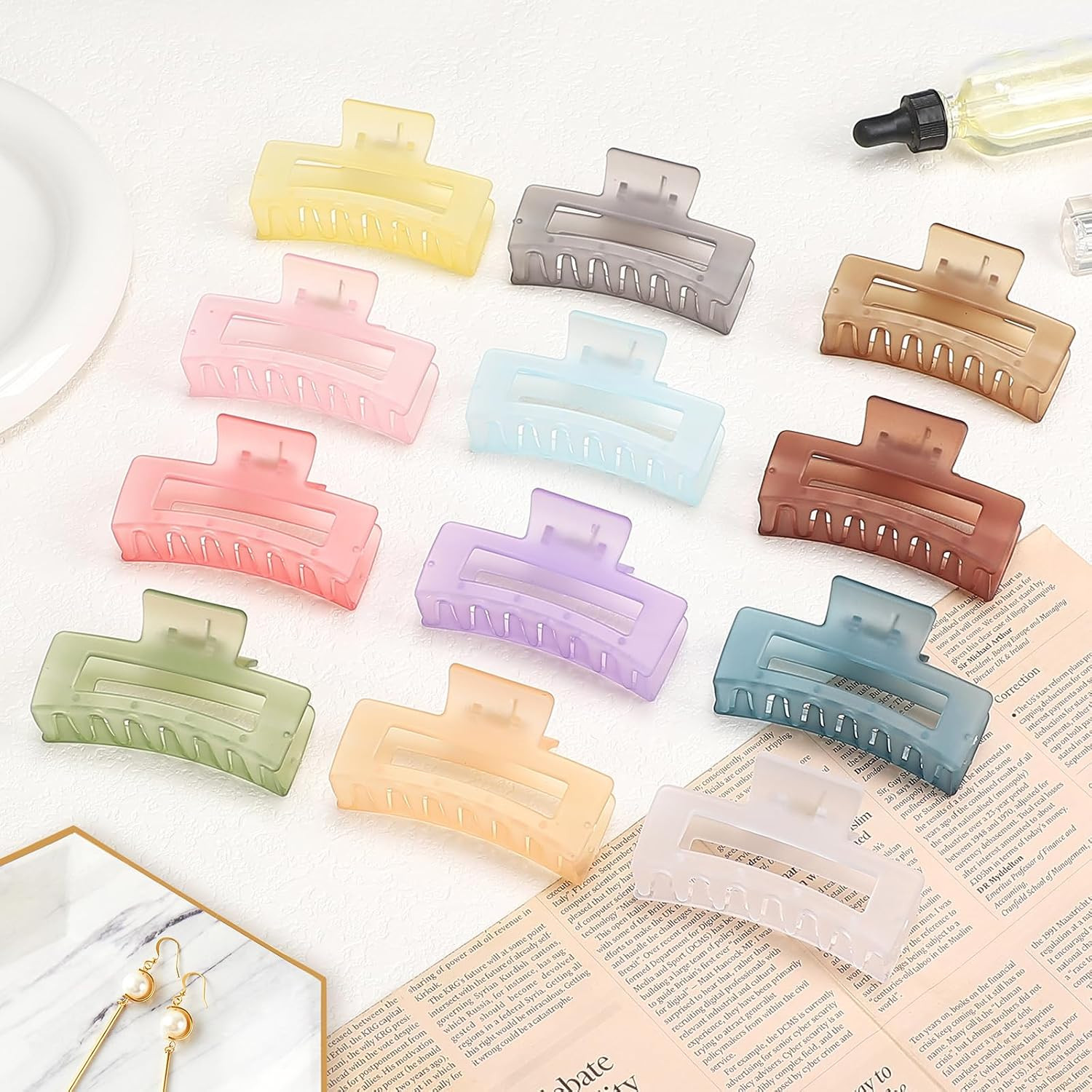 3.5 Inch Square and Rectangular Hair Clips – 12 Pcs Claw Clips for Thick and Thi