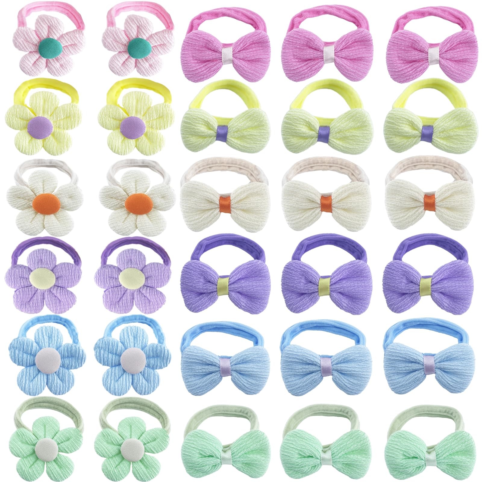 30Pcs Baby Hair Ties with Bows, Soft Stretch No Crease Small Elastics Flower …