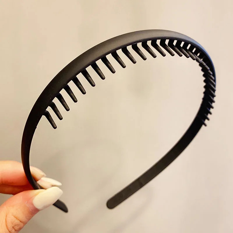 Women Simple Colorful Matte Toothed Hairbands Broken Hair Finishing Headband Out