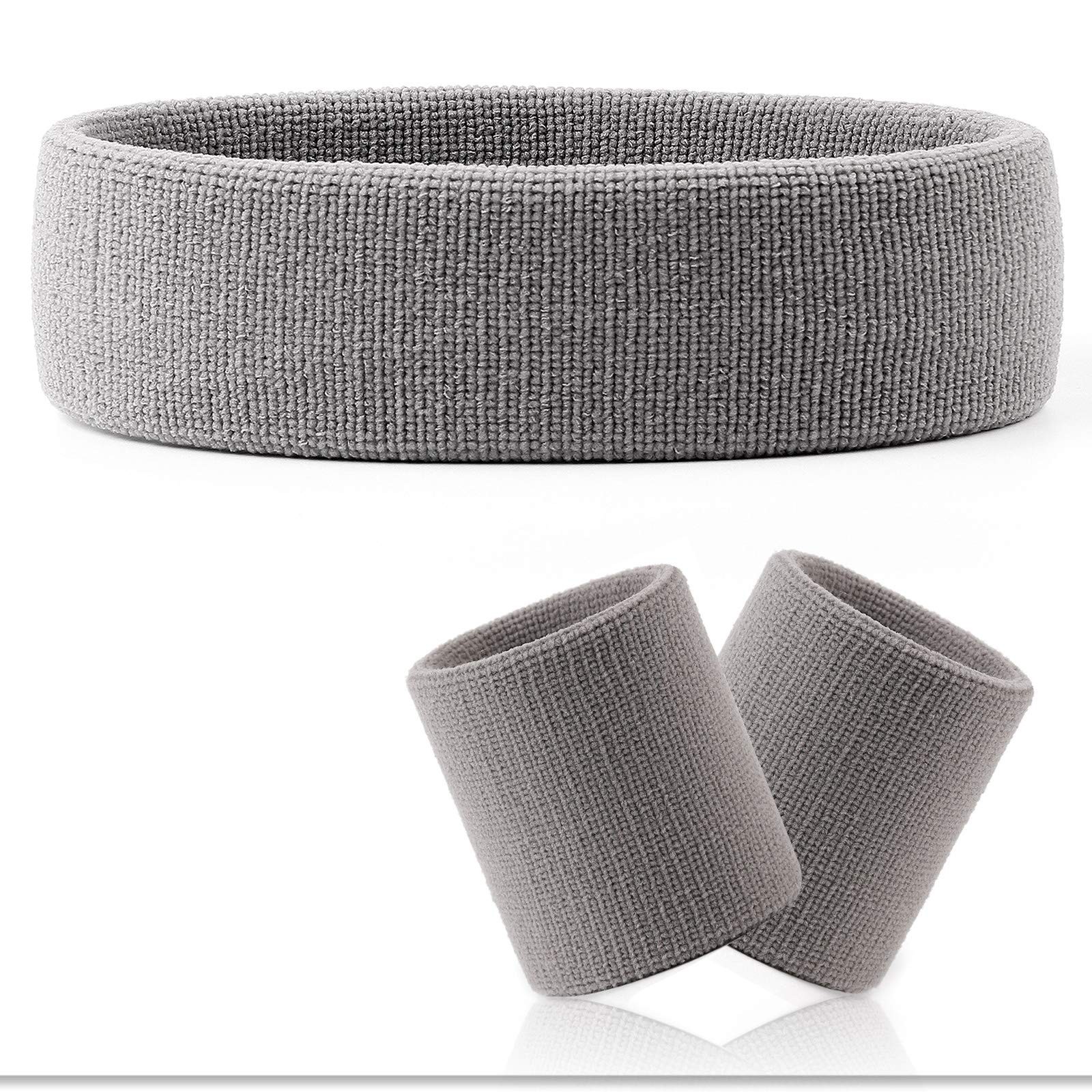Hoter Sweatband Set Sports Headband Wristband Set Sweatbands Terry Cloth Wris…