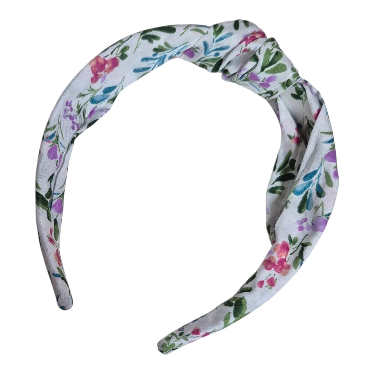 J.Crew Factory Floral Printed Knot Headband Bright White Lilac Multi BS235 New