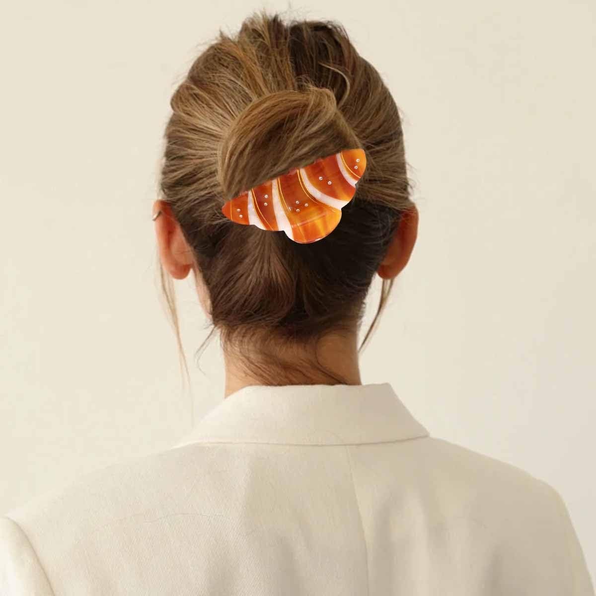 KuuGuu 2 PCS Croissant Hair Claw Clips Funny 1 Count (Pack of 2), Yellow