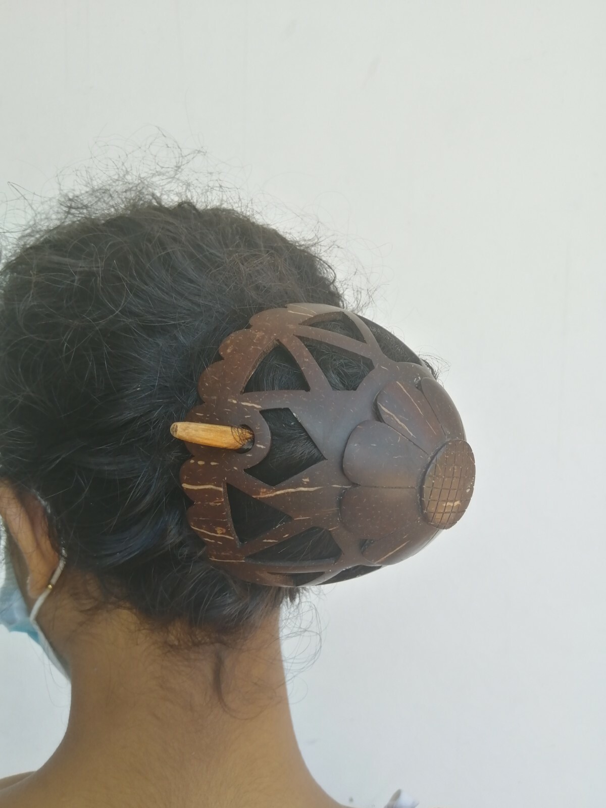 Caved Coconut Shell Traditional Bun Hair pin Decorative Vintage Women Sri Lanka
