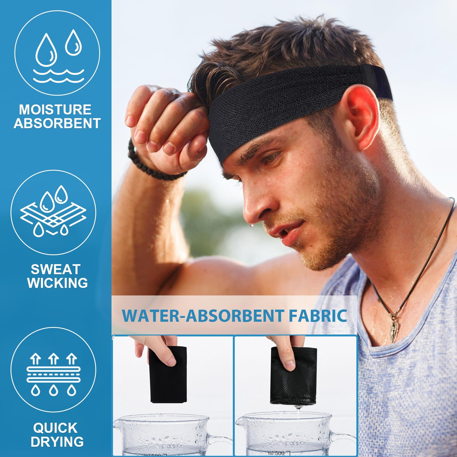 Cooling Sports Headbands for Men 4 Pack: Instant Cooling Moisture Wicking Swe…