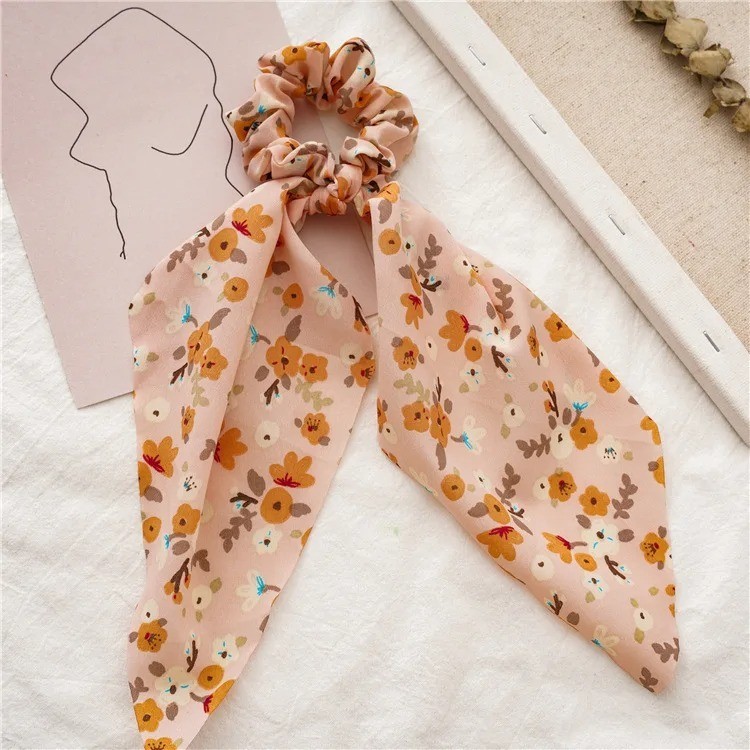 Fashion Leopard Print Bow Satin Long Ribbon Ponytail Scarf Hair Tie Scrunchies