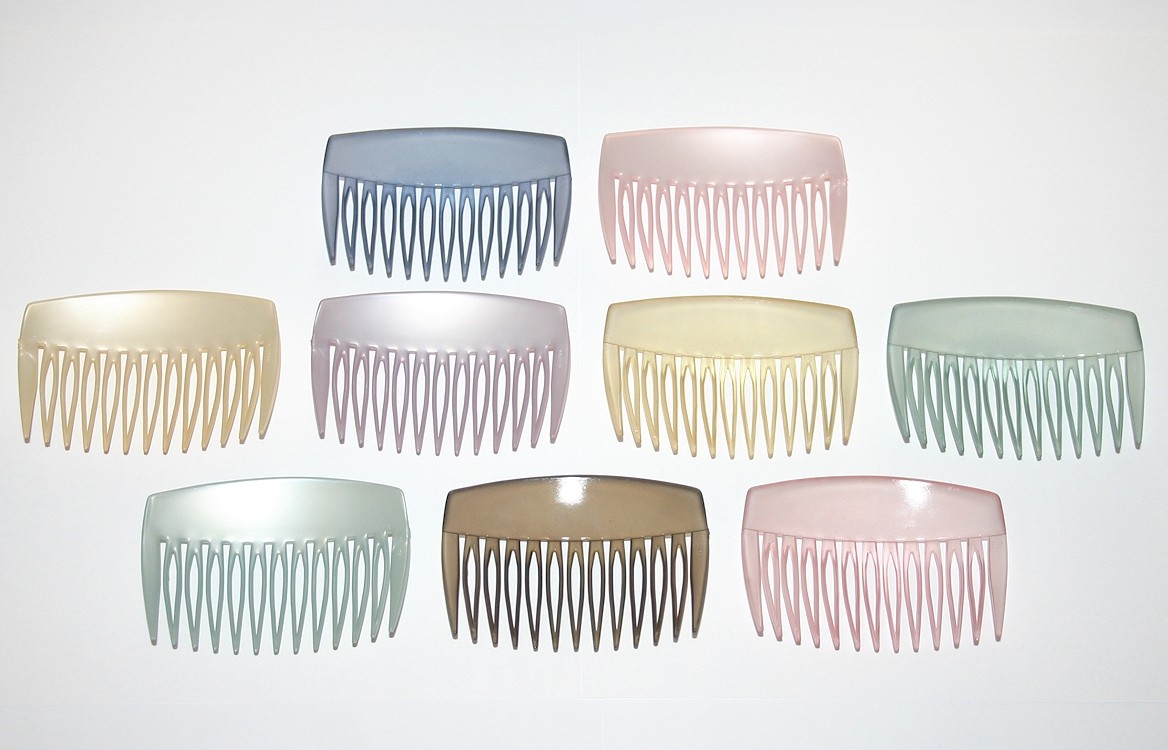 Women Hair Side Comb Matte Spring Pastel Plain Color Vintage New Made in France