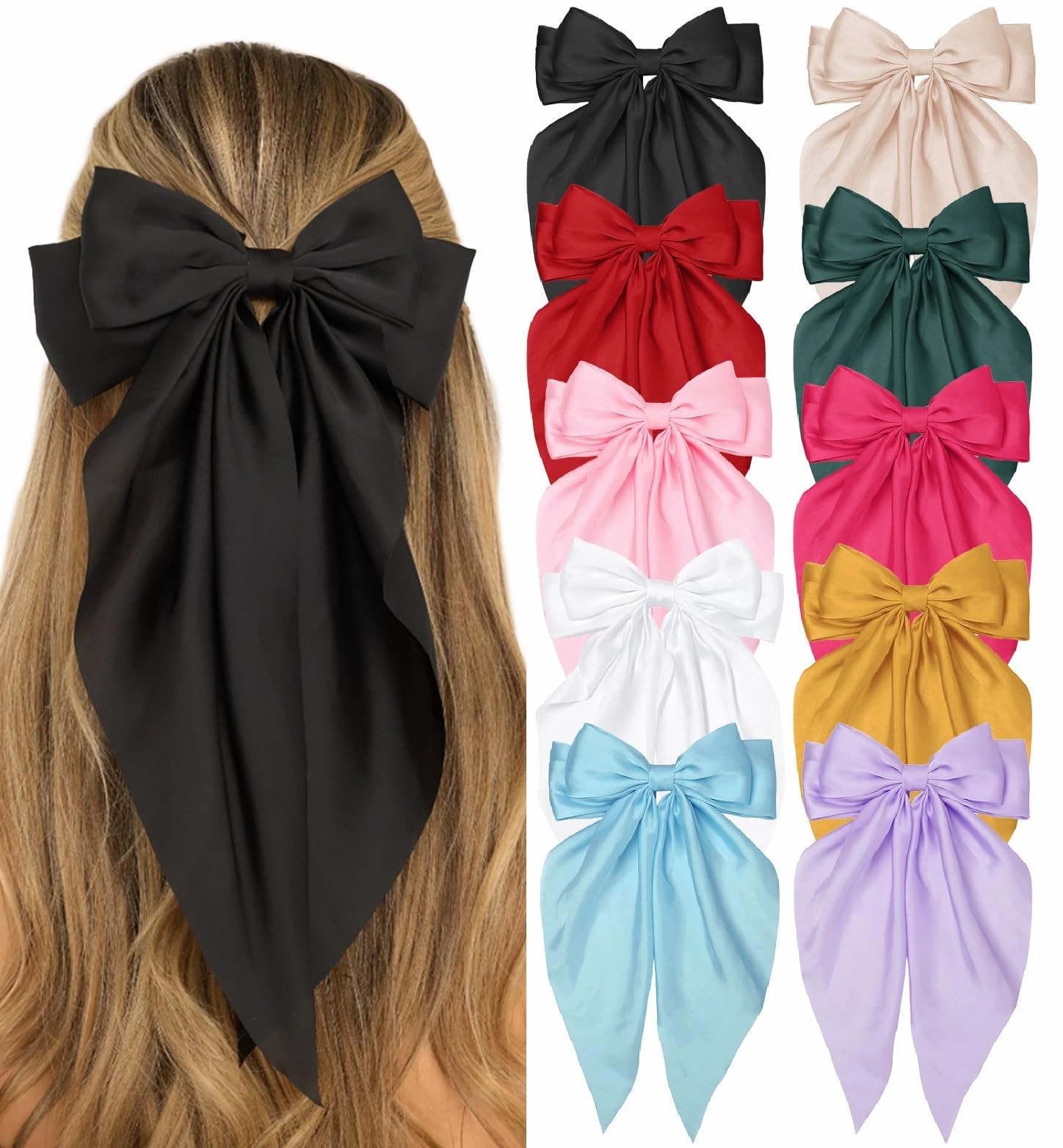 DTERSE Hair Bows for Women Big Bows Hair Accessories for Womens Girls 10PCS, …