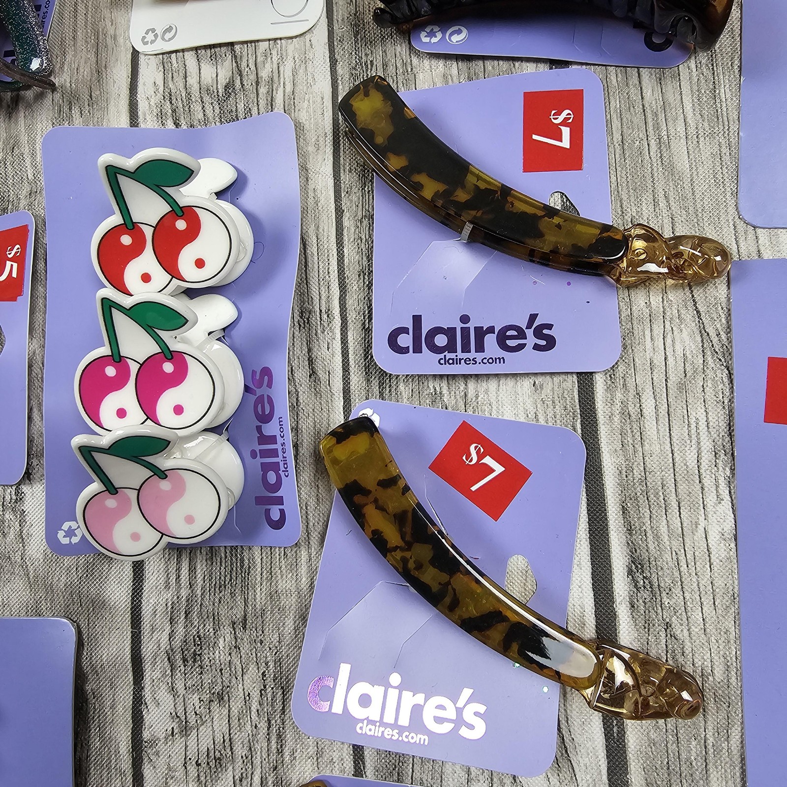 Claires Hair Clips Barrettes Banana Claw Lot New On Cards Tortoise Glitter Set