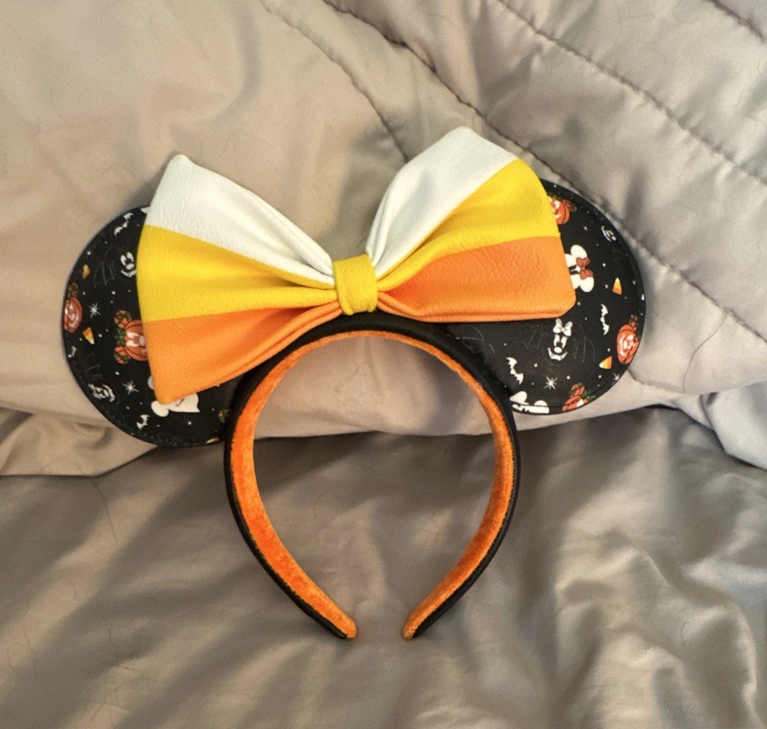 Loungefly Disney Minnie Mouse Ears Headband Halloween Bow Padded Black/Orange