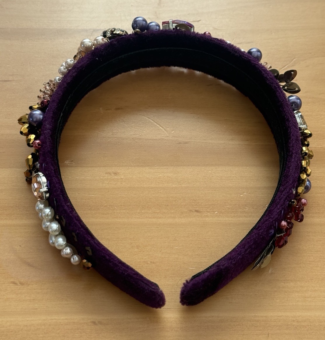 Handmade Beaded Headband Ukraine Crystal Pearl Embellished Floral Hairband New