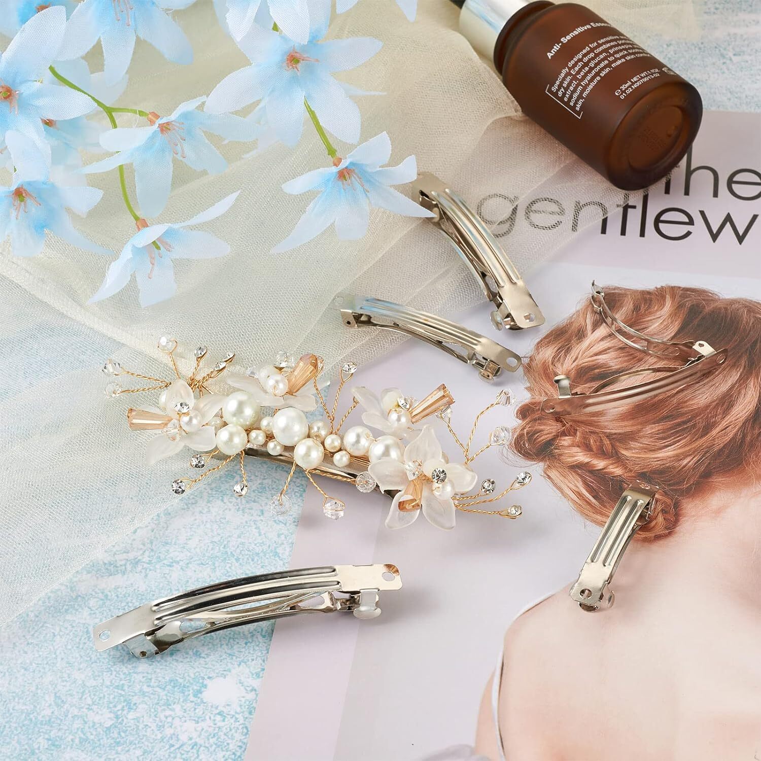 100Pcs Iron Blank French Barrette Hair Clip 4 Sizes 39/51/59/78mm Long Platin…