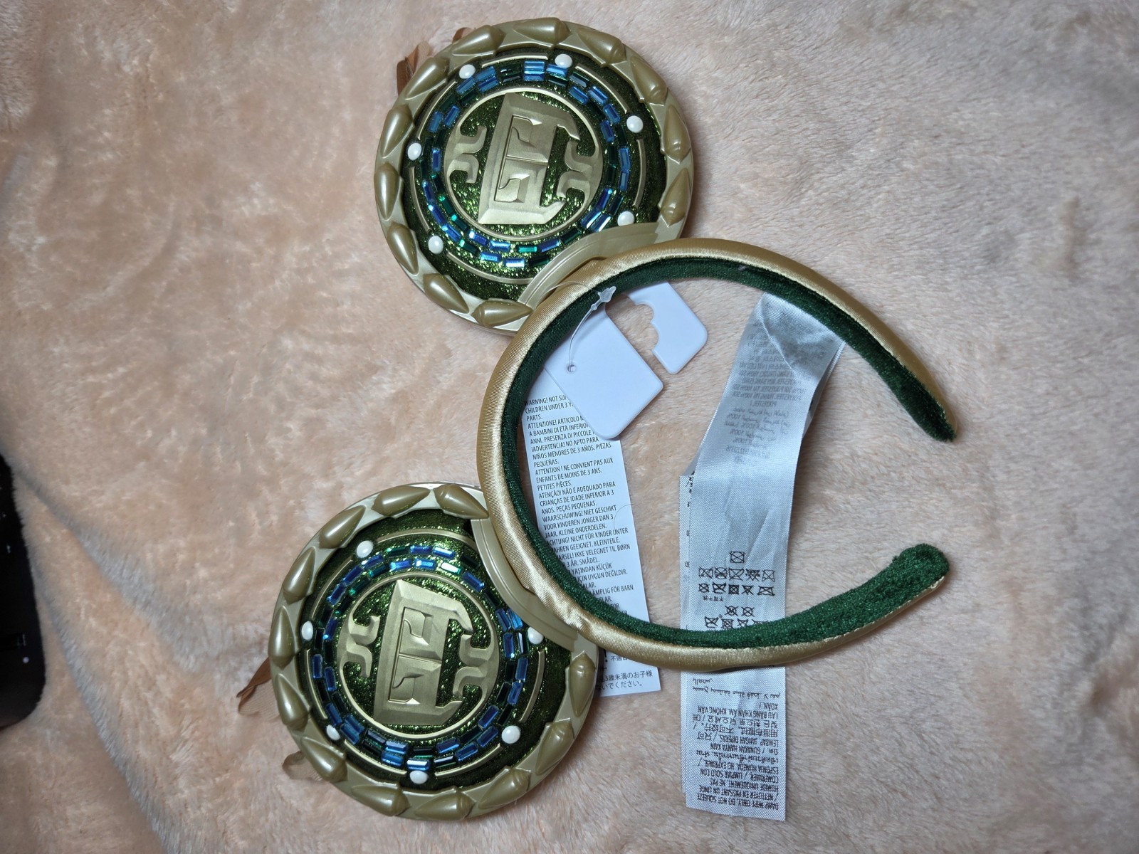 Marvel Shuri Wakanda Forever Headband Glitter Geometric Gold Green Disney Ears
