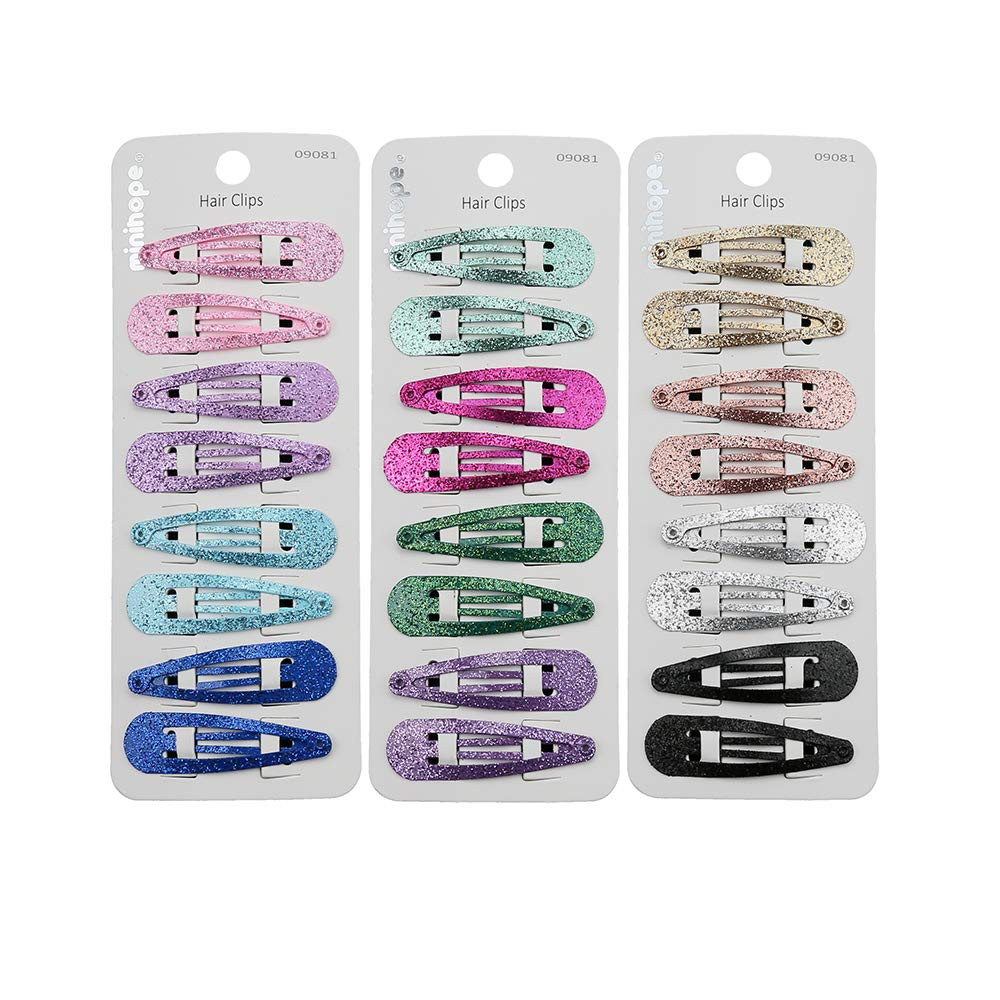 Snap Hair Clips for Women, .Snap Clips for Grils,Surface Metal Flash Powder,5Cm,
