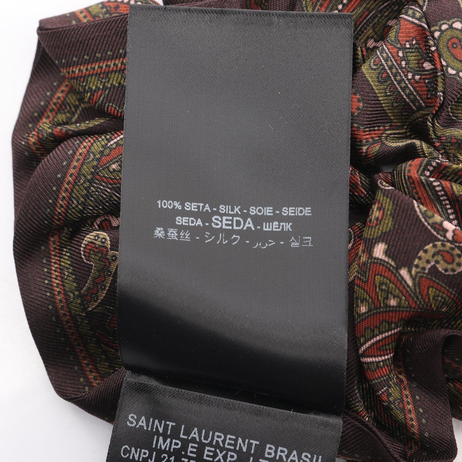 SAINT LAURENT PARIS YSL Monogram Scrunch 8332833Y0012565 silk Brown NEW Women