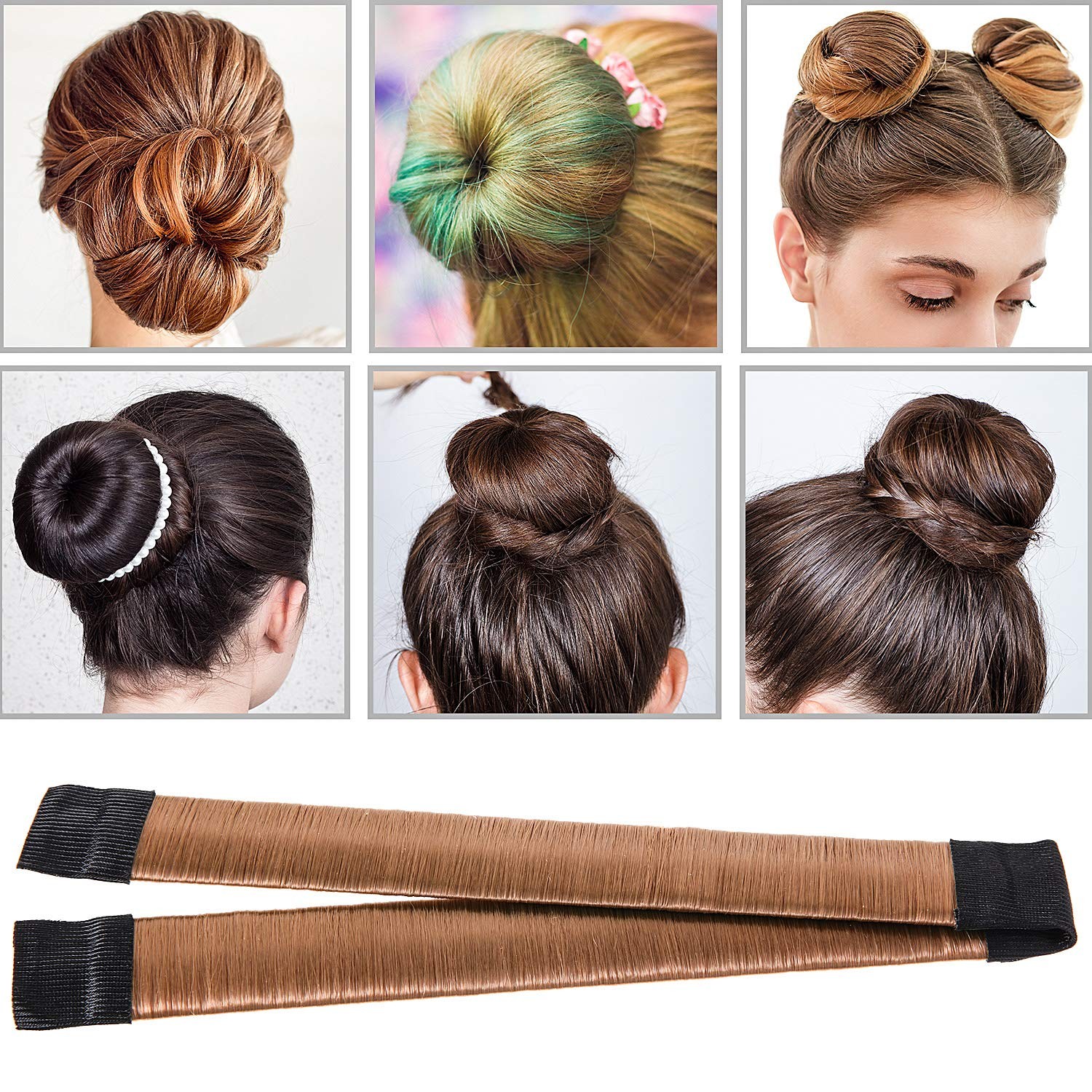WILLBOND Hair Bun Shaper Set, 3 Pcs Donut, 2 21 Piece Brown