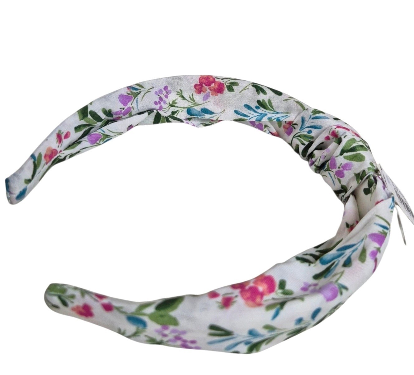 J.Crew Factory Floral Printed Knot Headband Bright White Lilac Multi BS235 New