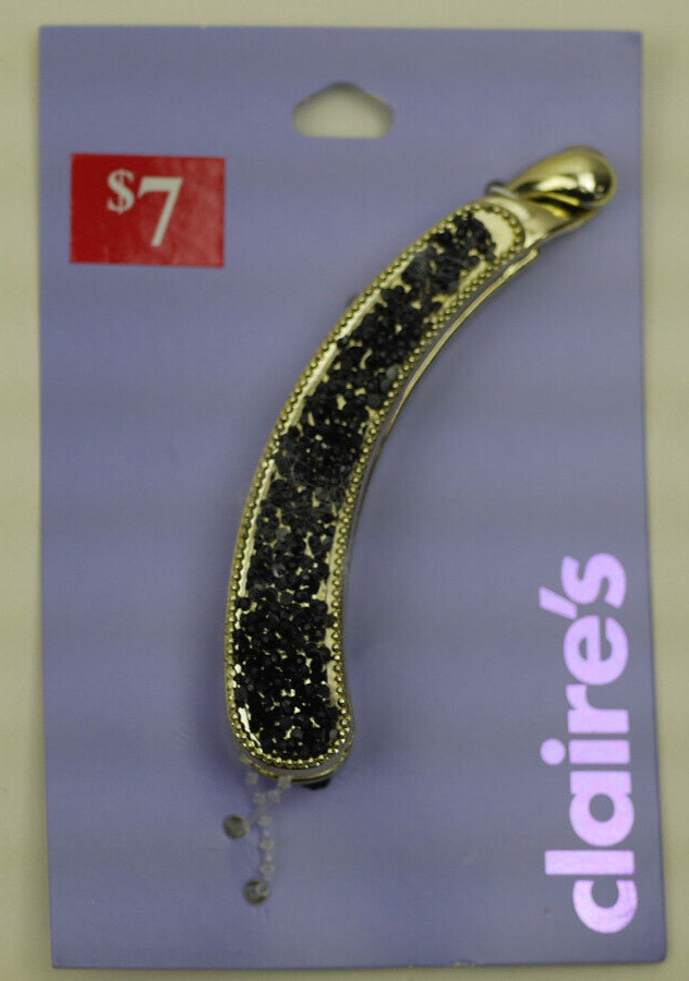Claire’s Silver Metal Black Druzy Banana Hair Claw (G131424-1 LOC. E)