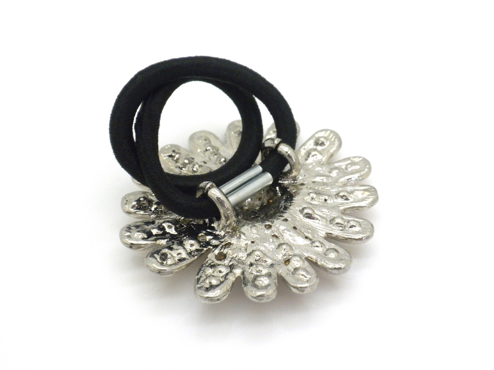 Crystal Daisy Hair Tie Wrap Boutique Pony Barrette Any Hair Type 2.5″ Floral