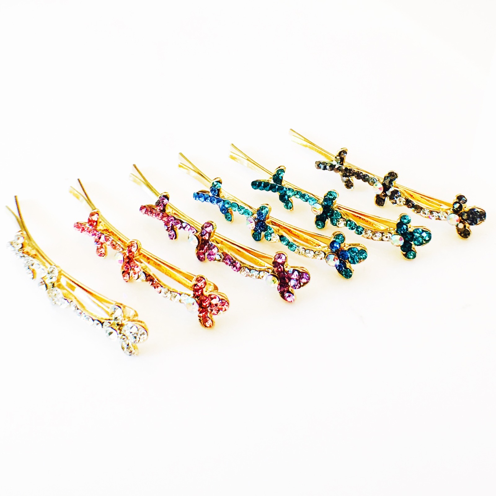 USA SELLER Bobby Pin Rhinestone Crystal Hair Clip Hairpin Leaf Gold Purple H41