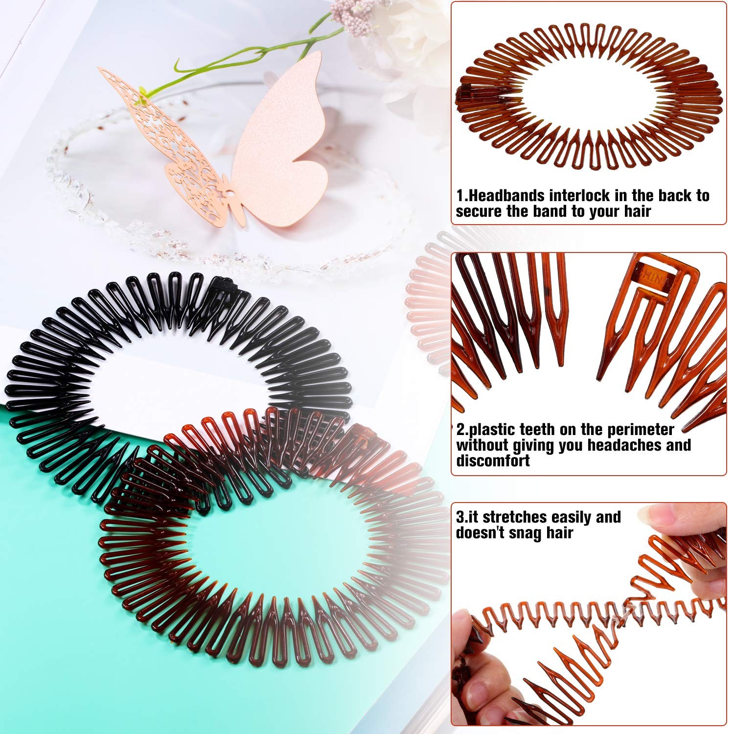 9 Pieces Full Circular Stretch Comb Flexible Plastic Circle Comb Stretch Hair