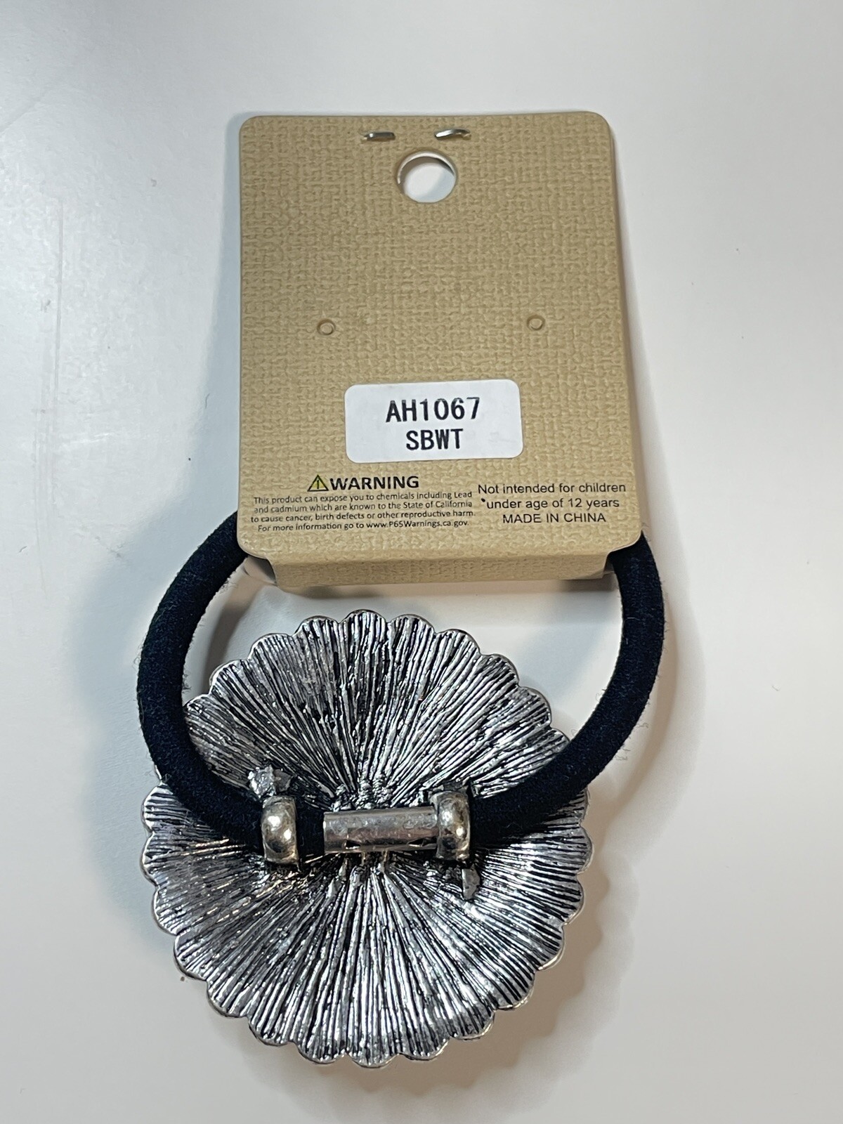 Ponytail Holder Tie Southwestern SilverTone Metal Stone NWT (E023)