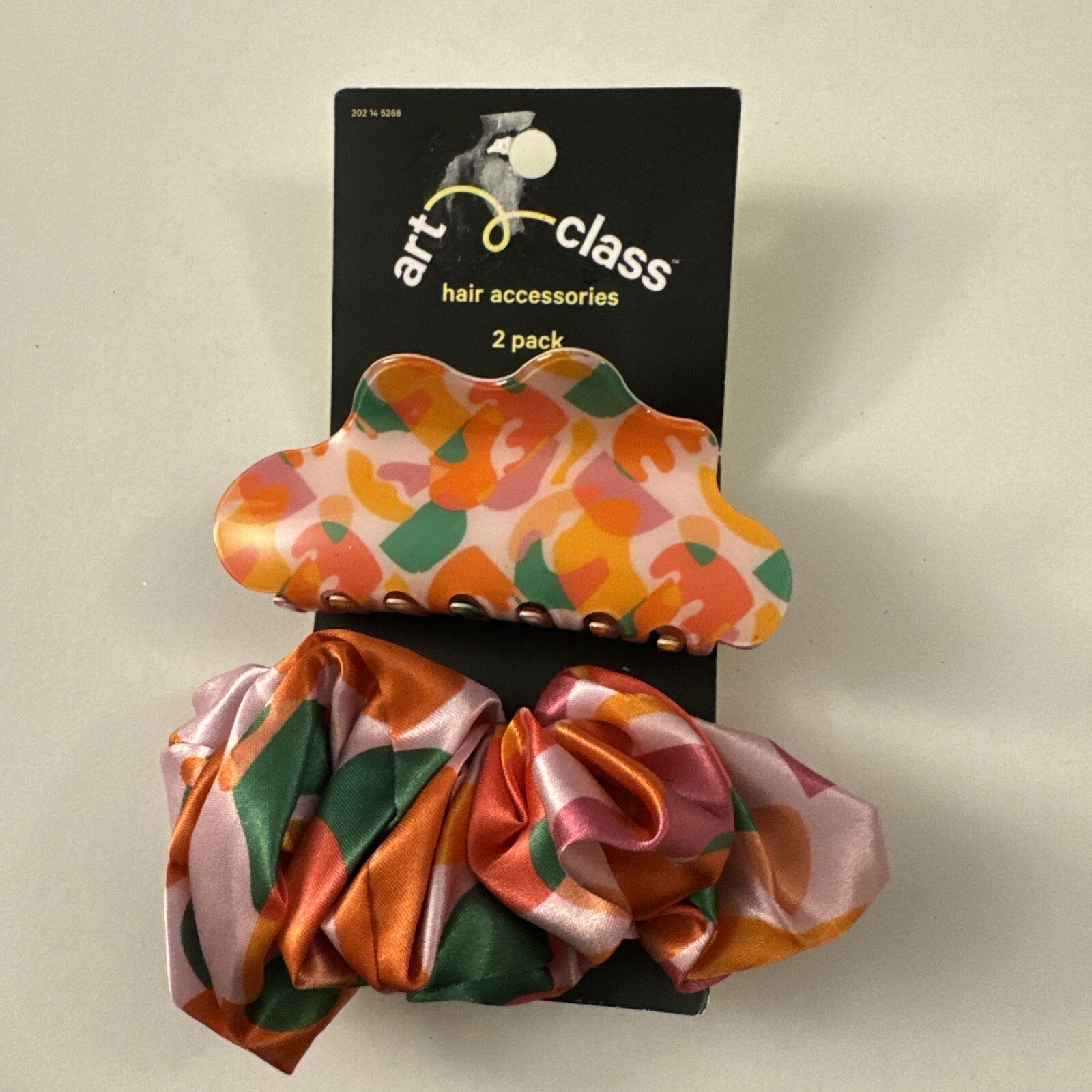 New Art Class Hair Accessories Pink Orange Floral Scrunchie And Clip B16