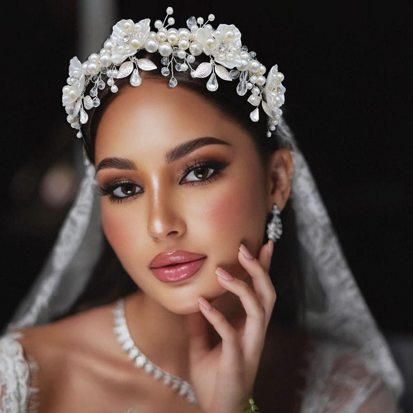 Bride Headband, Pearl Adorned Wedding Hair Pieces for Brides, Flower Girl Hai…