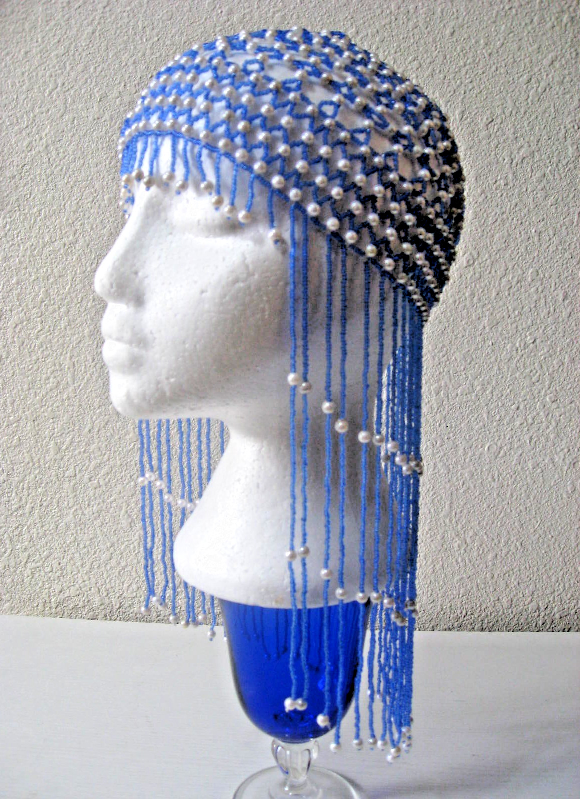 Hot Vintage Women Pearl Tassel Belly Dance Head Cap Hair Accessory Party Prom