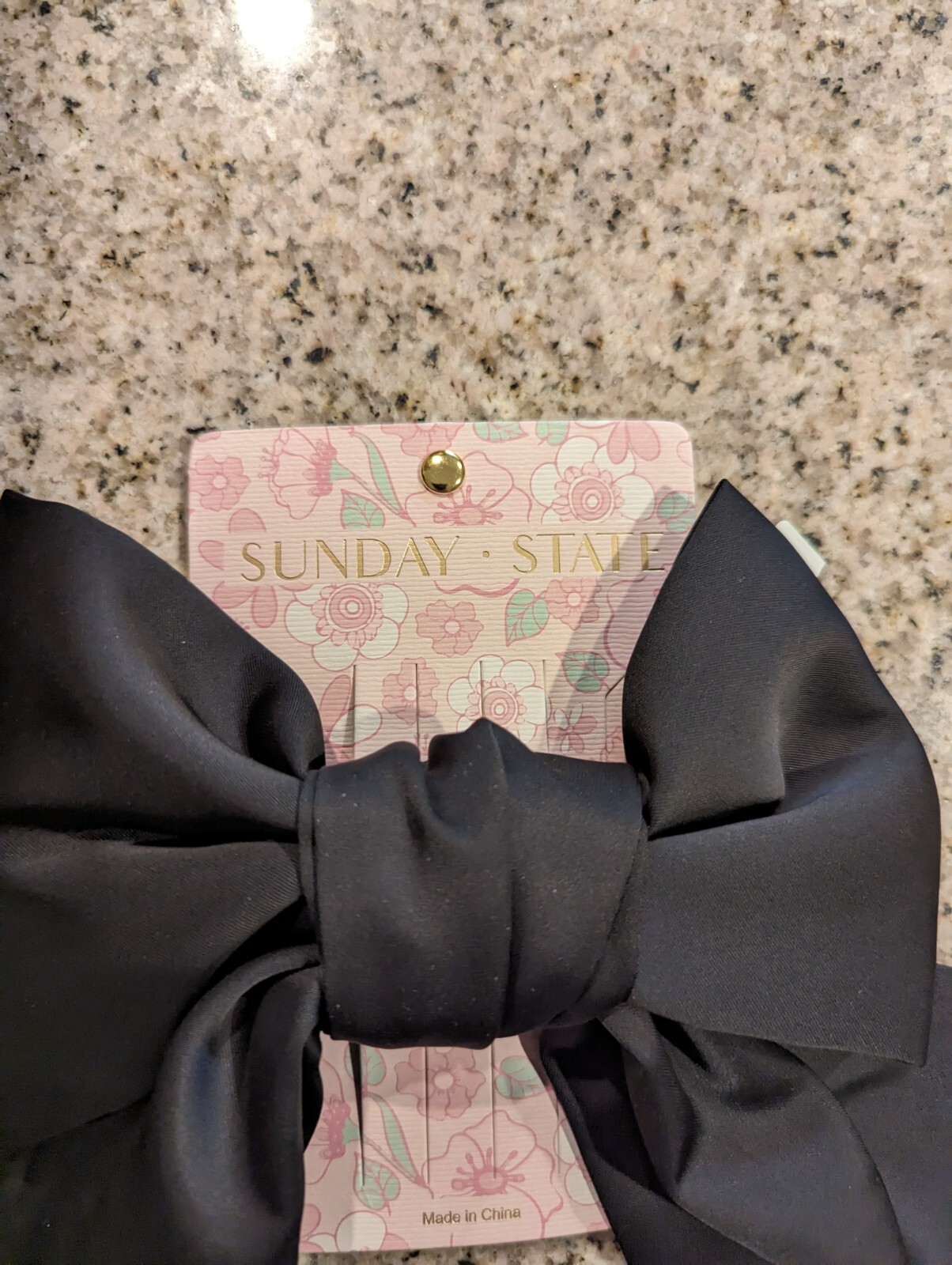 NWT SUNDAY STATE bow Black 100 polyester 7 inch x 8 inches